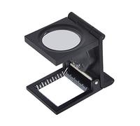 Generic Lente D'ingrandimento Quadrata in Tessuto con Supporto Pieghevole 10X Strumento per Gioielli con Lenti per Orologio con Luci a LED per Lente D'ingrandimento, Materiale in Lega di Zinco