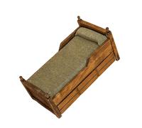 Generic Letto per Casa delle Bambole in Scala 1:12 Mini Letto Singolo per Casa delle Bambole in Legno in Stile Vintage con Biancheria da per L'arredamento Accogliente del Cottage 17,2x8,9x9,1 Cm