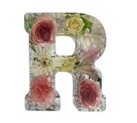 Generic Luce Notturna Decorativa a Forma di Lettera Floreale, Fiori Pressati in Resina, Multicolore, LED, Regalo per la Festa della Mamma e Compleanno