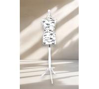 Generic LUSORIA Manichino sartoriale, busto sartoriale femminile Ecru - Fiori neri/trifpiede bianco (XXL 46/48), RH9FWJ0FI