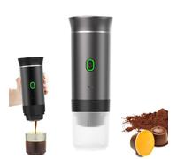 Generic Macchina per caffè espresso portatile, 3 in 1, autoriscaldante, compatibile con capsule piccole e grandi e caffè macinato, grigio