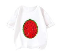 Generic Maglietta con Paillettes Anguria Maglietta a Maniche Corte Dal Design Alla Moda con Paillettes per Bambini, Attraente Idea Regalo, Spazzolate per Cambiare Forma, con Anguria per (WHITE #32)