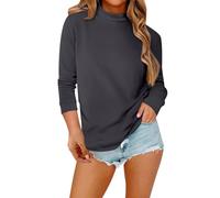 Generic, maglione da donna a maniche lunghe con collo polo, caldo, in maglia, tinta unita, comodo sottogiacca termico invernale, maglione casual, morbido, base calda, maglione soffice a maniche larghe