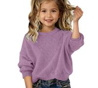 Generic - Maglione in pile per ragazze, pullover oversize per bambini, felpa con cappuccio autunnale e invernale, maglione termico con pelliccia, a maniche lunghe, girocollo, maglioni alla moda