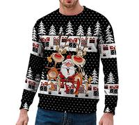 Generic - Maglione natalizio da uomo, con renna divertente, 3D, maglione di Natale, rosso, L