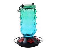 Generic Mangiatoia per colibrì da Appendere con Design Robusto per Balconi e Giardini, Realizzata in Vetro e Metallo (Verde Blu+ Gancio)