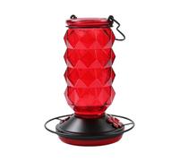 Generic Mangiatoia per colibrì da Appendere con Design Robusto per Balconi e Giardini, Realizzata in Vetro e Metallo (Rosso+ Gancio)