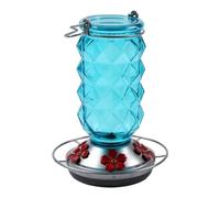 Generic Mangiatoia per colibrì da Appendere con Design Robusto per Balconi e Giardini, Realizzata in Vetro e Metallo (Azzurro cielo+gancio)