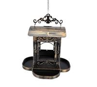 Generic Mangiatoia per Uccelli Solare con Luce da Appendere all'aperto, Mangiatoia per Semi di Uccelli Selvatici, Lanterna Solare da Giardino Sospesa in Bronzo Antico retrò per Decorazioni Esterne