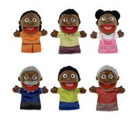 Generic Manichini per la famiglia, 6 pezzi, neri, per la scuola, per la casa, per i membri della famiglia, 28 cm, colore nero, per ragazze e bambini, con bocca mobile