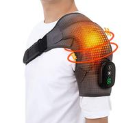 Generic Massaggiatore Riscaldante per Spalla, Cuscinetto Riscaldato Wireless con 3 Impostazioni di Temperatura di Vibrazione, Display a LED, Supporto Regolabile per Regalo per Uom