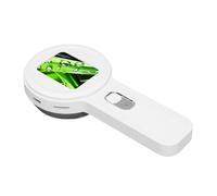 Generic Microscopio Portatile, Lente D'Ingrandimento Digitale Portatile con Ingrandimento 200X con Schermo da 2 Pollici 16 Luci a LED per la Valutazione dei Gioielli Osservazione della (WHITE)