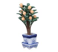 Generic Mini Albero di Arancio per Casa delle Bambole Decorazione Colorata in Vaso per la Scena del Giardino della Casa delle Bambole Resina Resistente Blu Bianco 1 unità