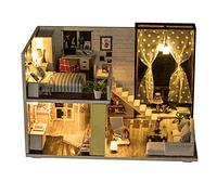 Generic Mini Casa delle Bambole in Legno Artigianale, Giocattolo Romantico, Modello di Casa delle Bambole, Dettagli Dolci per il Tempo Libero, 10,6 X 7,7 X 6,5 Pollici