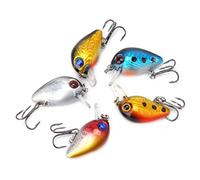 Generic Mini Esche da Pesca 3 Cm con Occhi Olografici 3D, Colori Assortiti Crankbait per la Pesca Alla Spigola, 5 Pezzi in Scatola di Immagazzinaggio, Ottimo per i Bambini