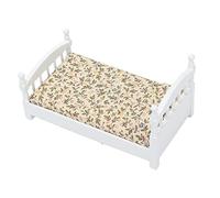 Generic Mini Letto per Casa delle Bambole in Legno 16 X 8 X 8, Cm, Set di Mobili per Camera da Letto in Miniatura in Scala 1:12 con Cuscino per Materasso per la Decorazione della