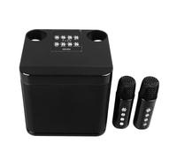 Generic Mini Macchina per Karaoke Altoparlante Wireless con Doppi Microfoni per Feste in Casa, Campeggio, Set di Altoparlanti Karaoke Neri in ABS (1 Altoparlante, 2 Microfoni)