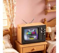 Generic Mini Modello TV per Casa delle Bambole Vintage in Scala 1:12 per Decorazioni per lo Spazio Abitativo in Plastica 5.1x3.8x2.4cm (ORANGE)