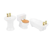 Generic Mini Set da Bagno per Casa delle Bambole Delicato Kit Lavandino per Vasca da Bagno in Ceramica per Collezionisti di Scene di Case delle Bambole in Scala 1/24 Bianco/Rosa/Quadrifoglio (WHITE)