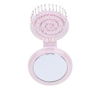 Generic Mini Spazzola per Capelli con Specchio Strumento per lo Styling dei Denti Elastici 3D per Donne Uomini Bambini in Movimento Compatta 1 unità (PINK)