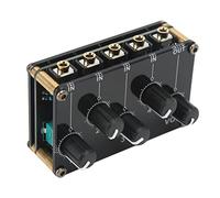 Generic Mixer Audio Passivo Professionale a 4, Struttura in Metallo Acrilico Nero, Scheda Audio Compatta con Manopole di Controllo del Volume per Lettori CD, Strumenti Musicali