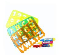 Generic Modelli Educativi di Pittura su Tavola Cava con Figure Geometriche in Plastica da 4 Pezzi per Bambini Dai 3 Ai 6 Anni con 3 Penne (Cartoon puzzle figura geometrica set di tavole)