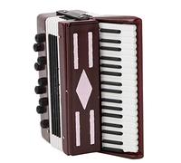 Generic Modello di Fisarmonica Rossa in Legno in Miniatura, Regalo Musicale Squisito per la Decorazione Domestica, 6 Cm, per Visualizzazione Desktop