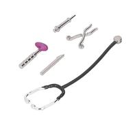 Generic Modello di Mini Apparecchio Medico da 5 Pezzi, Set di Stetoscopi per Casa delle Bambole in Simulazione in Lega, Strumenti Medici in Miniatura per Casa delle Bambole in Scala 1:12, Ideale per