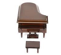Generic Modello di Pianoforte in Miniatura Elegante Strumento Musicale in Legno per la Decorazione Domestica, Marrone, 11 X 14 X 13,8 Cm, Include Sgabello