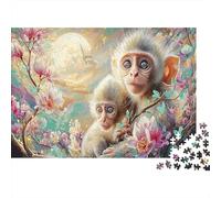 Generic Moonlit Monkey Scimmie Notte Luna 1000pz Puzzle Cartone Riciclato Adulti Gioco Educativo Antistress Decorazione Parete Idea Regalo 52x38cm
