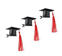 Generic Morsetto per Capelli con Berretto da Dottorato, Graziose Mollette per Capelli per Feste di Laurea, Scapoli, Forcine 3 Pezzi (rosso)