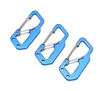 Generic Moschettone in Lega di Alluminio 3 Pezzi con Doppia Chiusura a Molla per Portachiavi e Zaino Essentials, Spessore 4 Mm, Carico Massimo 12 KN (BLUE)