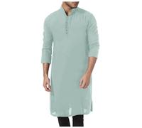 Generic Musulmano Medio Oriente Caftano Islamico Dubai Uomini Etnici Arte Lungo Camicia Indiana Casual Kurta Partito Abito Vestito Tradizionale Indiano Set, verde, L