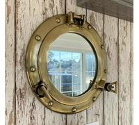 Generic Oblò a specchio in ottone anticato, oblò nautico, nave, barca, finestra e specchio da parete, oblò, decorazione per la casa, idea regalo (38,1 cm)
