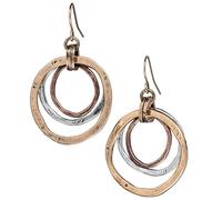 Generic Orecchini da donna a tre anelli rotondi in stile bohémien, stile retrò minimalista, stile alla moda, gioielli classici in lega delicati da indossare tutti i giorni, regali versatili ed