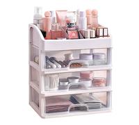 Generic Organizer da Tavolo con 3 Cassetti, Scatola Portaoggetti in Plastica Bianca per la Cura della Pelle con Vano Separato per Trucco, Mobile da Bagno, Piano di Lavoro, Custodia [forte capacità