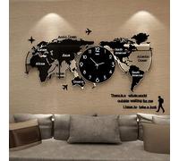 Generic, Orologio da parete 3D in acrilico con mappa del mondo, fai da te - Bellissimo orologio decorativo per soggiorno e camera da letto - Grande design da parete artistico