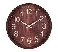 Generic Orologio Da Parete in Legno Minimalista Nordico Senza Ticchettio, Orologi Rotondi Sospesi, Eleganti Orologi con Movimento a Scorrimento, per Camera Da, Legno scuro