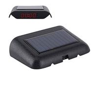 Generic Orologio Digitale per Auto, Ricarica USB Ad Energia Solare, Grande Batteria da 500 MAh, Data e Ora, Display Automatico della Temperatura, con Regolazione della luminosità (Rosso)
