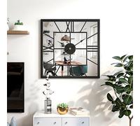 Generic Orologio quadrato da parete per soggiorno, orologio da parete moderno con specchio HD, grande orologio da parete da 50,8 cm, per ufficio, camera da letto, ingresso, foyer, camino, orologio da