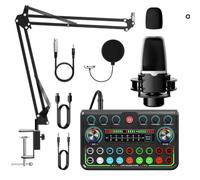 Generic Pacchetto di apparecchiature per podcast con microfono e cambia voce Scheda audio dal vivo Interfaccia audio Pacchetto studio di registrazione per registrazione canto, streaming e gioco