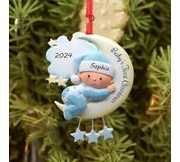 Generic Palline di Natale Personalizzate 2024 - Il Mio Primo Natale, Con Nome e Data, Regalo per Ragazze e Ragazzi, Blu