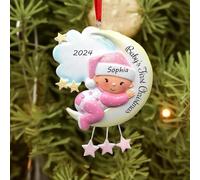 Generic Palline di Natale Personalizzate 2024 - Il Mio Primo Natale, Con Nome e Data, Regalo per Ragazze e Ragazzi, Rosa