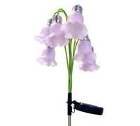 Generic Palo solare a forma di fiore per esterni con giglio della valle | Lampada da terra a energia solare, 60 cm, impermeabile, motivo: mughetto