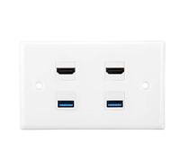 Generic Pannello a 2 Porte, Piastra a Muro in ABS Resistente con USB 3.0, Connessione Facile per Home Theater, Dimensioni 11,5 * 7 Cm
