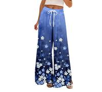 Generic Pantaloni a gamba larga da donna, jeans lisci e ariosi a gamba svasata per le donne sportivi e comodi pantaloni da yoga con vita alta elasticizzata per tutto il giorno, blu cielo, M