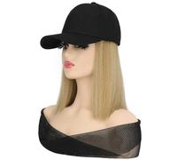 Generic Parrucca Berretto Baseball Berretto in Seta per Capelli Corti e Lisci per uno Styling Facile Donna Nero con Blu 10,23 Pollici (bionda)