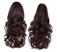 Generic Parrucca con Clamp/Holder Morbida per Estensione Coda di Cavallo Riccia Ondulata per Donne e Ragazze Parrucchino Dall'aspetto Naturale, Estensioni dei Capelli Coda di Cavallo Marrone per (#1)