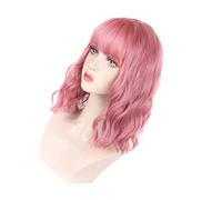 Generic Parrucca Riccia Finta, Parrucca Sintetica Riccia Morbida Ed Elegante per le Donne per il Compleanno (rosa chiaro)