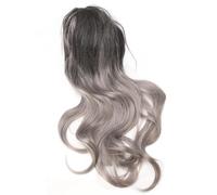 Generic Parrucca Riccia Sintetica Resistente Al Calore Ondulata Grigia Nera Donna per Cosplay di Feste, Rete Regolabile 27,6 Pollici per Tutte le Forme del Viso